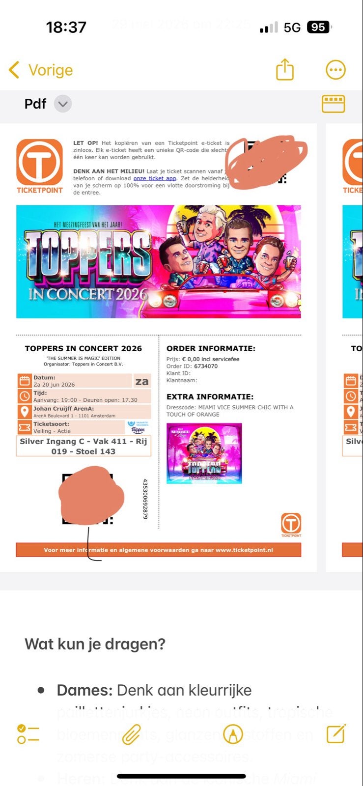 Toppers 20 juni, Tickets en Kaartjes, Twee personen, Mei