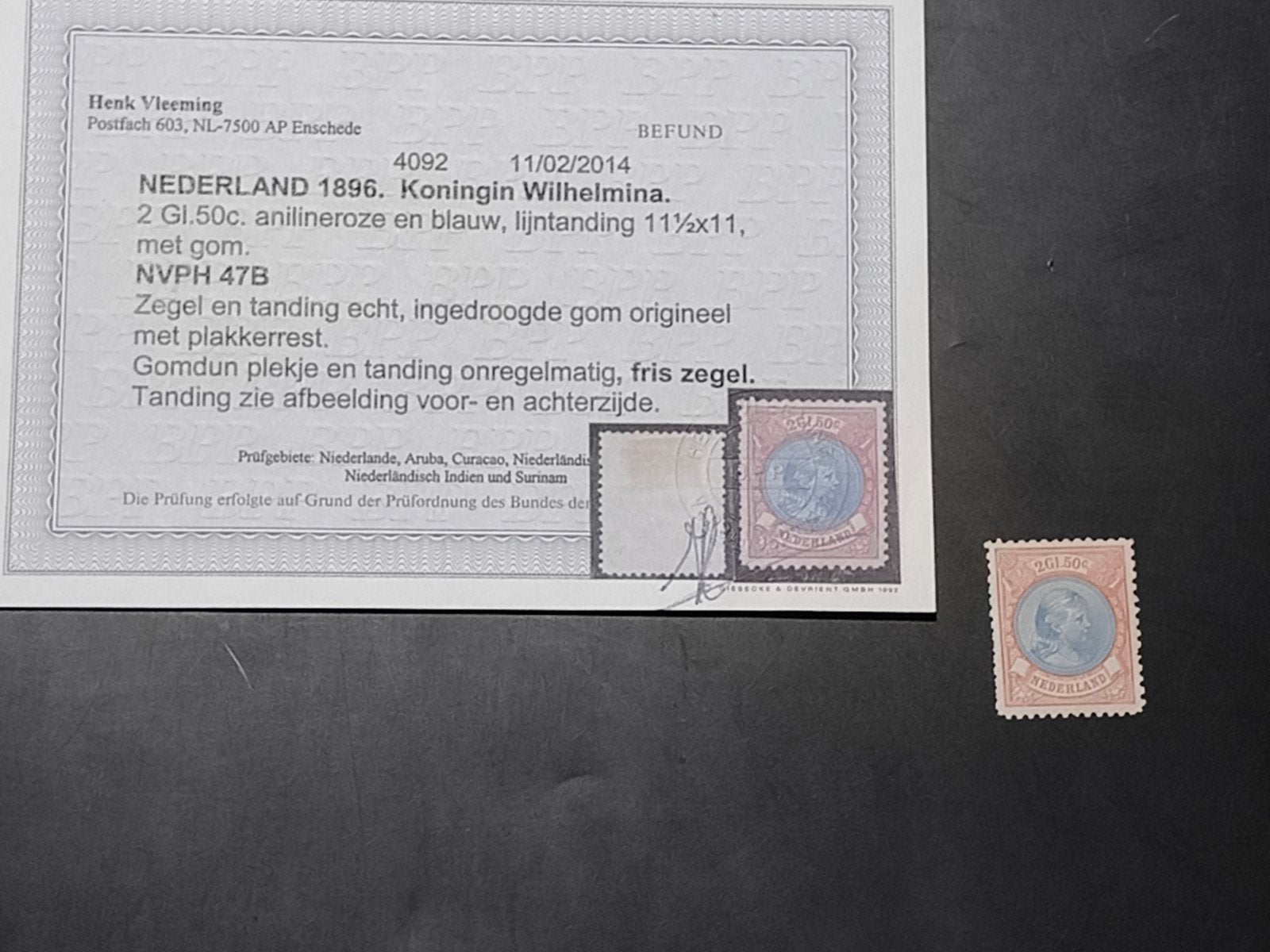 Wilhelmina 2,5 gulden 1896 NVPH 47B, Postzegels en Munten, Postzegels | Nederland, Ophalen of Verzenden