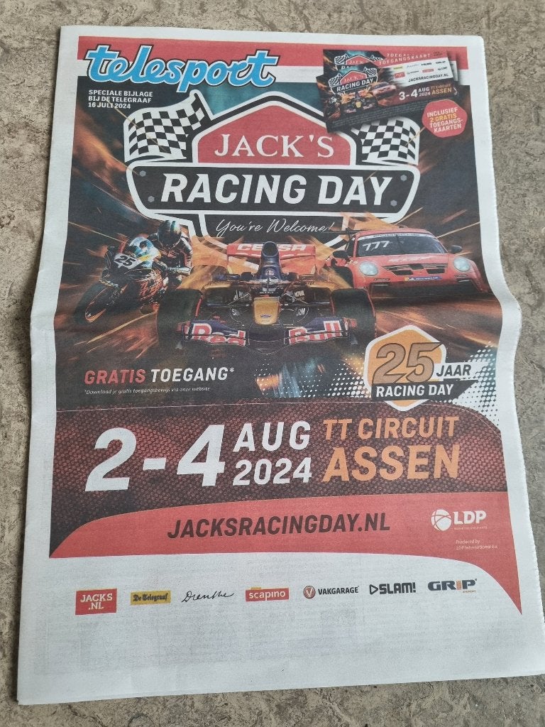 Jack's racing day Circuit Assen 2024, Verzamelen, Ophalen of Verzenden, 1980 tot heden, Krant