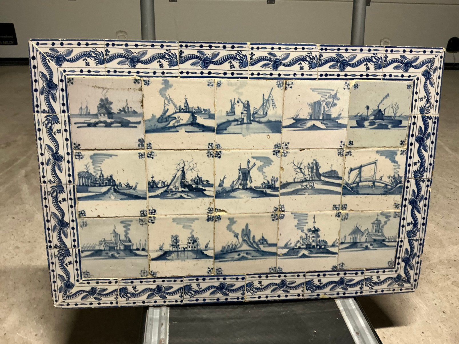 Delfts blauw 18e eeuws tegeltableau, Ophalen
