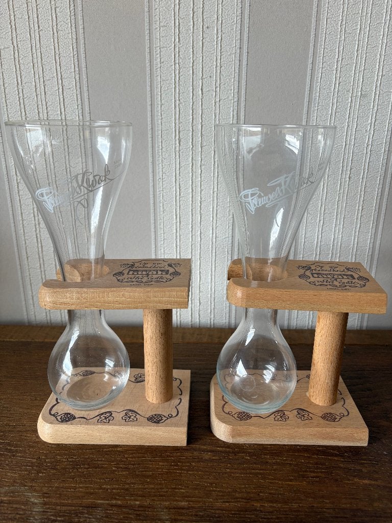 2x Origineel Pauwel Kwak Glas met Houten Standaard, Verzamelen, Ophalen of Verzenden, Nieuw, Glas of Glazen, Overige merken