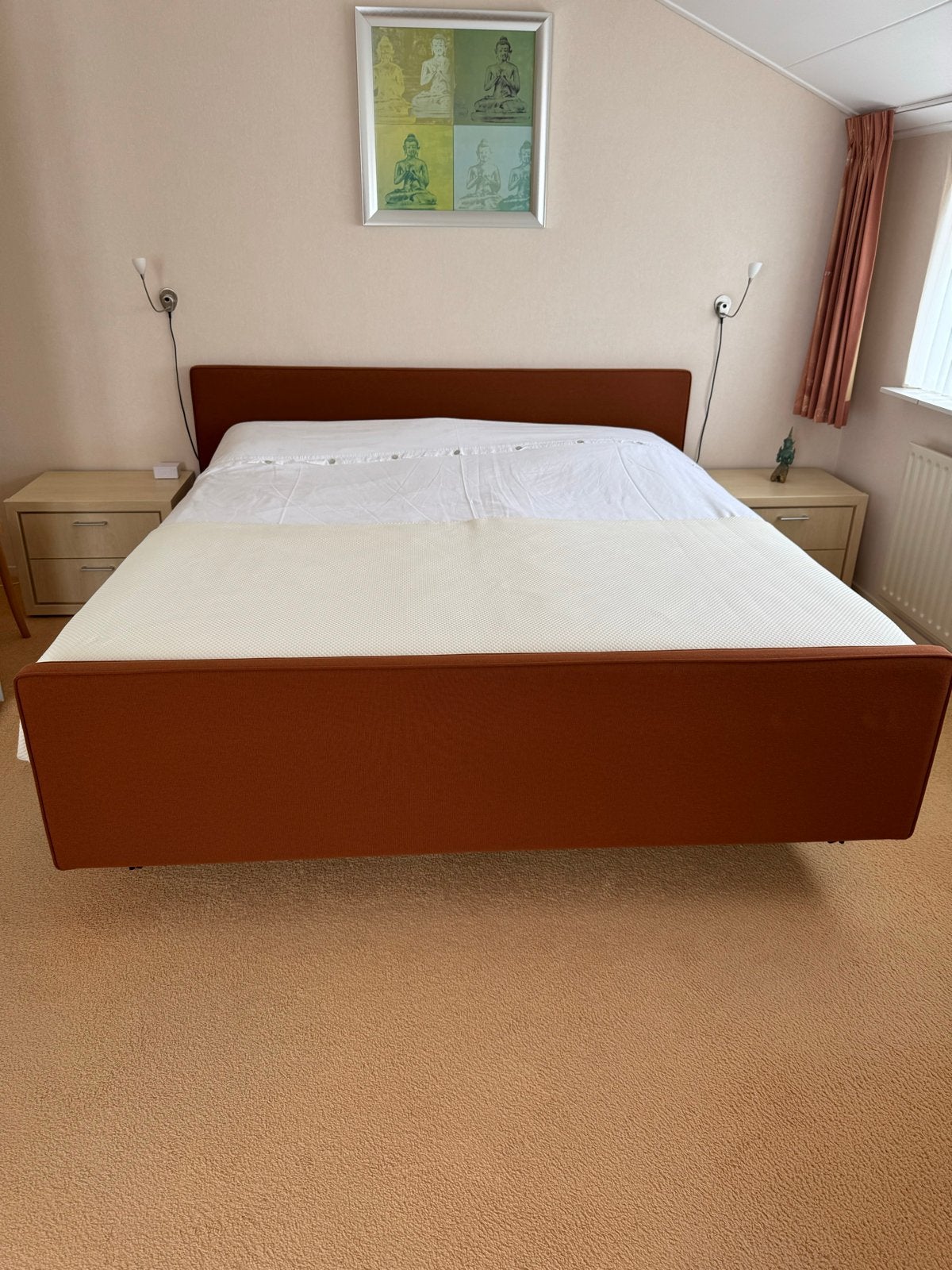 Auping Boxspring 200x230 cm - Zo goed als nieuw, Huis en Inrichting, Slaapkamer | Boxsprings, Ophalen, Tweepersoons, Oranje, Zo goed als nieuw