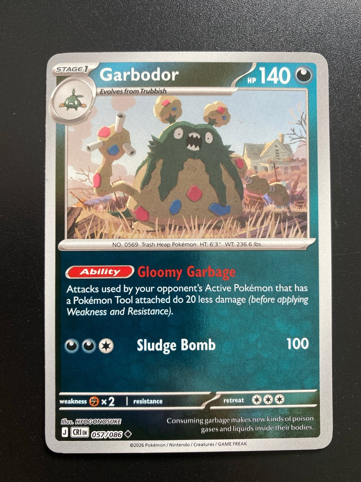 Garbodor 057/086 Rev. Holo Pokémon Chaos Rising Packfresh, Ophalen of Verzenden, Zo goed als nieuw, Losse kaart, Foil