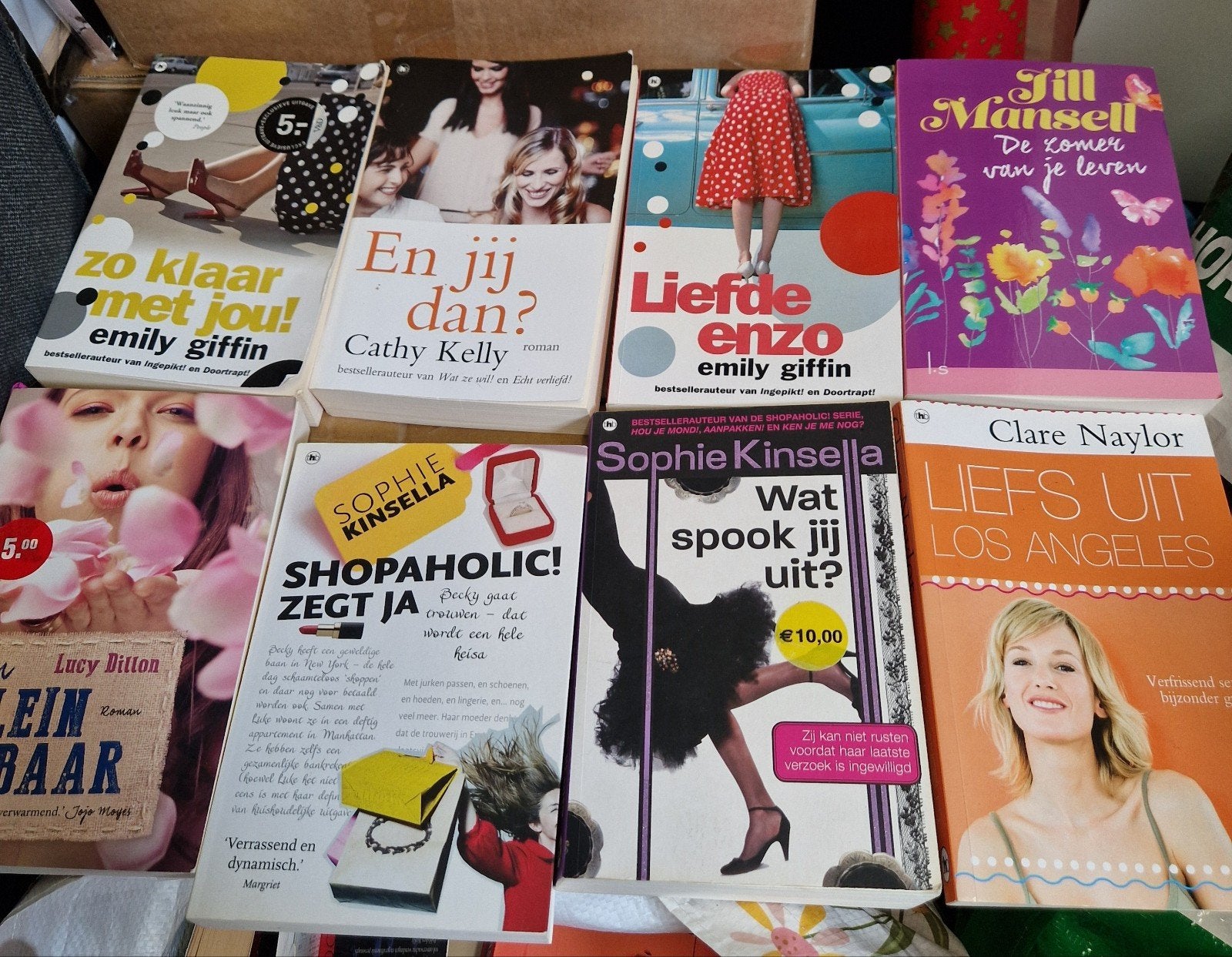 11 boeken waaronder jill mansel, sophie kinsella emily giffi, Ophalen of Verzenden, Gelezen, Diverse auteurs (o.a. Emily Giffin, Sophie Kinsella)