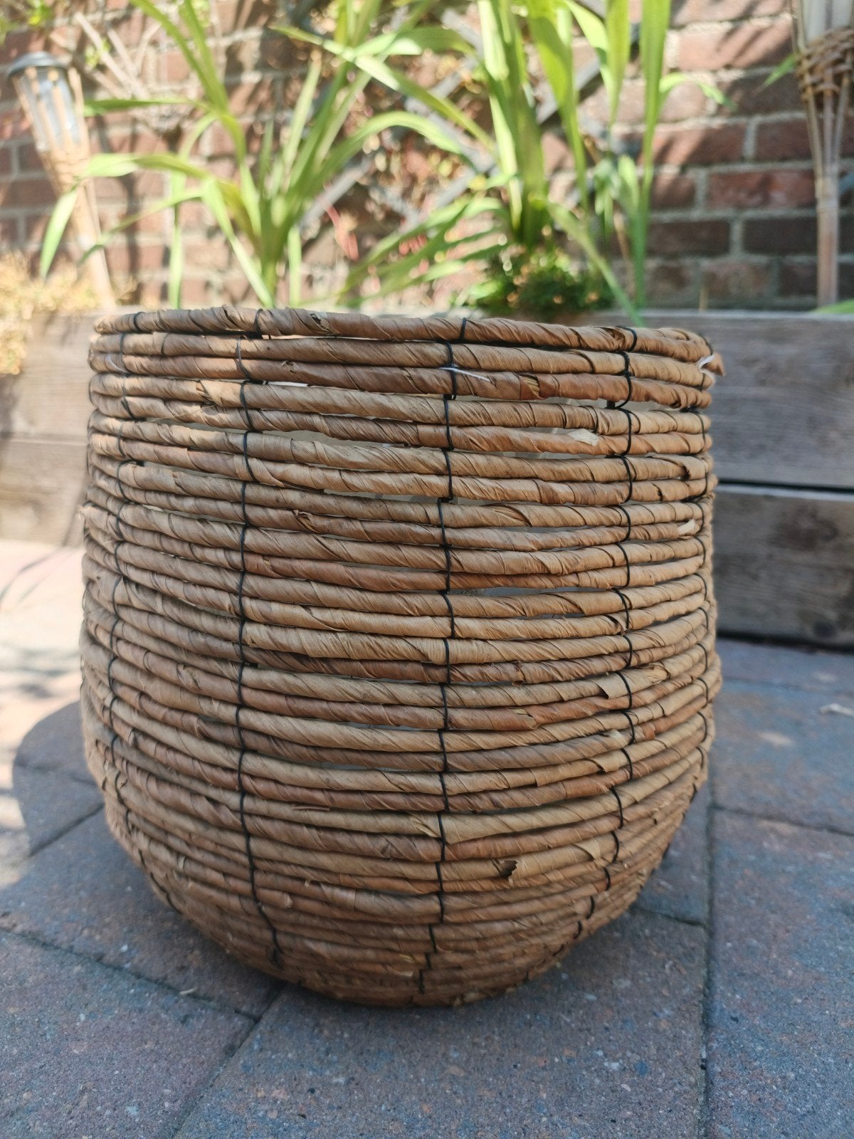 Gevlochten plantenpot H30xB30, Ophalen, Gebruikt, Rond, Overige materialen