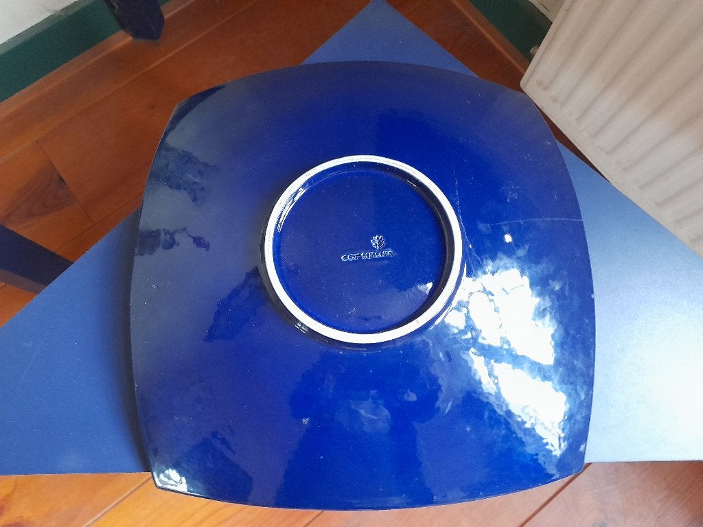 Uniek vierkant bord met blauw decor van Coté Table, Ophalen
