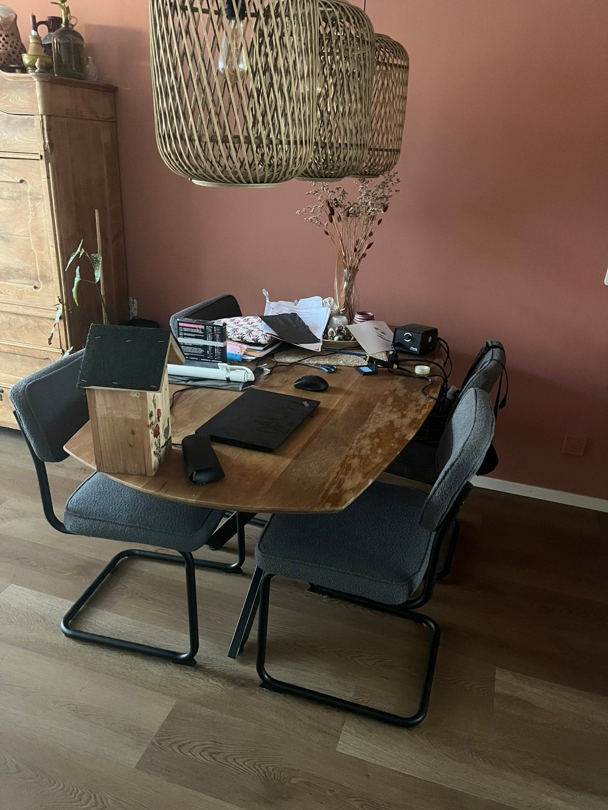 Eetkamer stoelen antreciet, Huis en Inrichting, Stoelen, Ophalen, Zo goed als nieuw