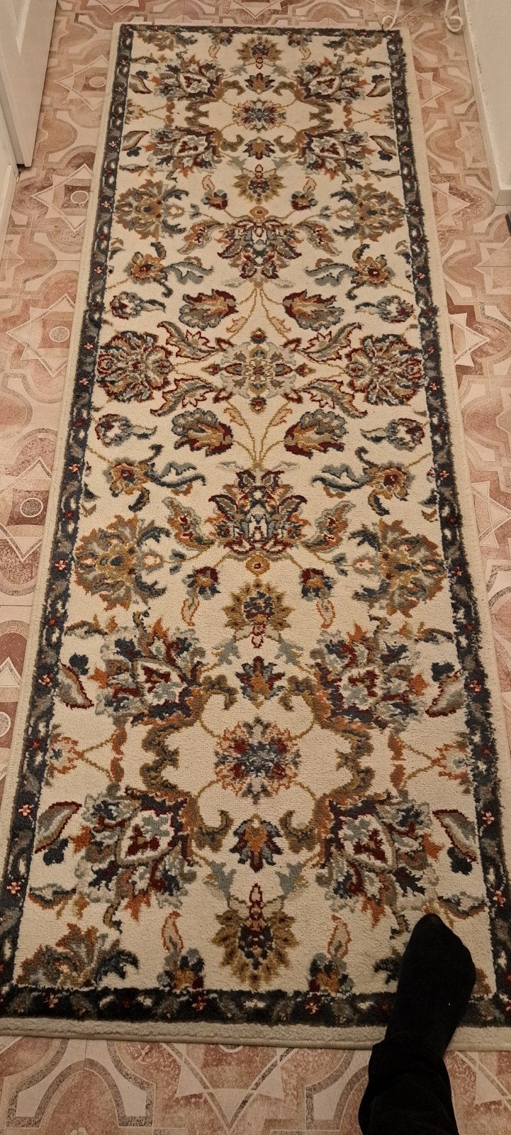 Lange vloerloper met bloemmotief, Ophalen, Gebruikt, Crème, 200 cm of meer