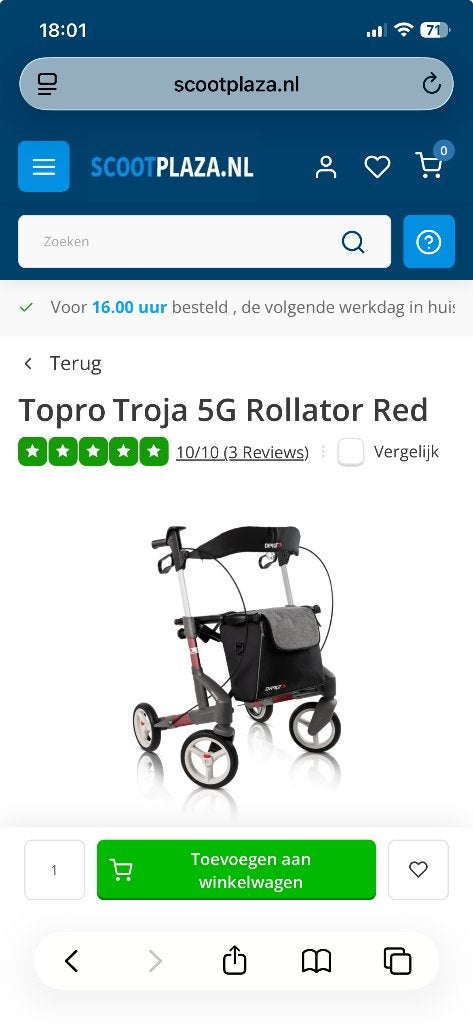 Topro Rollator red, Diversen, Rollators, Ophalen, Opvouwbaar, Zo goed als nieuw
