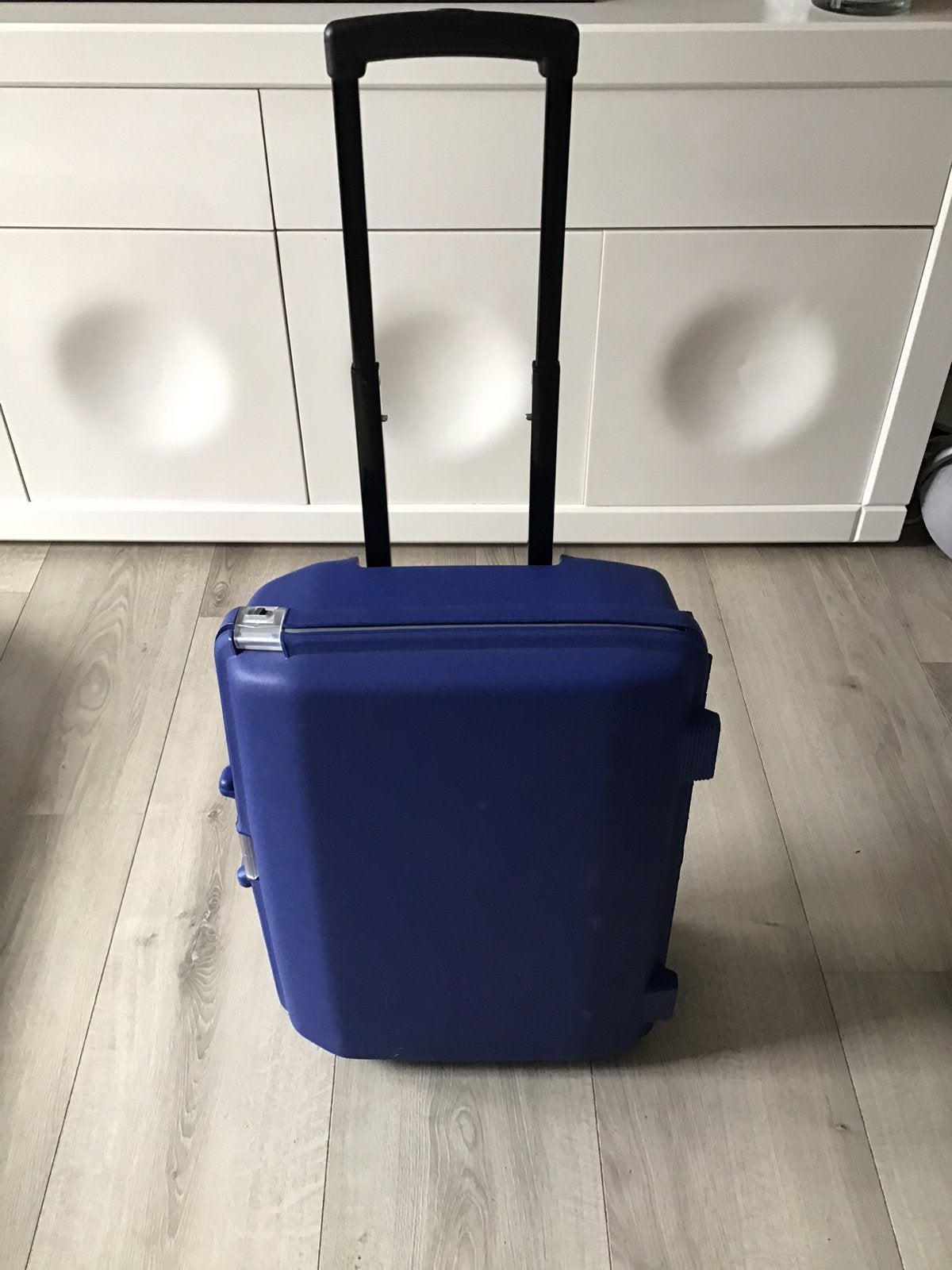 Kleine blauwe Samsonite cabinekoffer uitschuifbare handgreep, Kleine blauwe Samsonite cabinekoffer uitschuifbare handgreep, Gebruikt