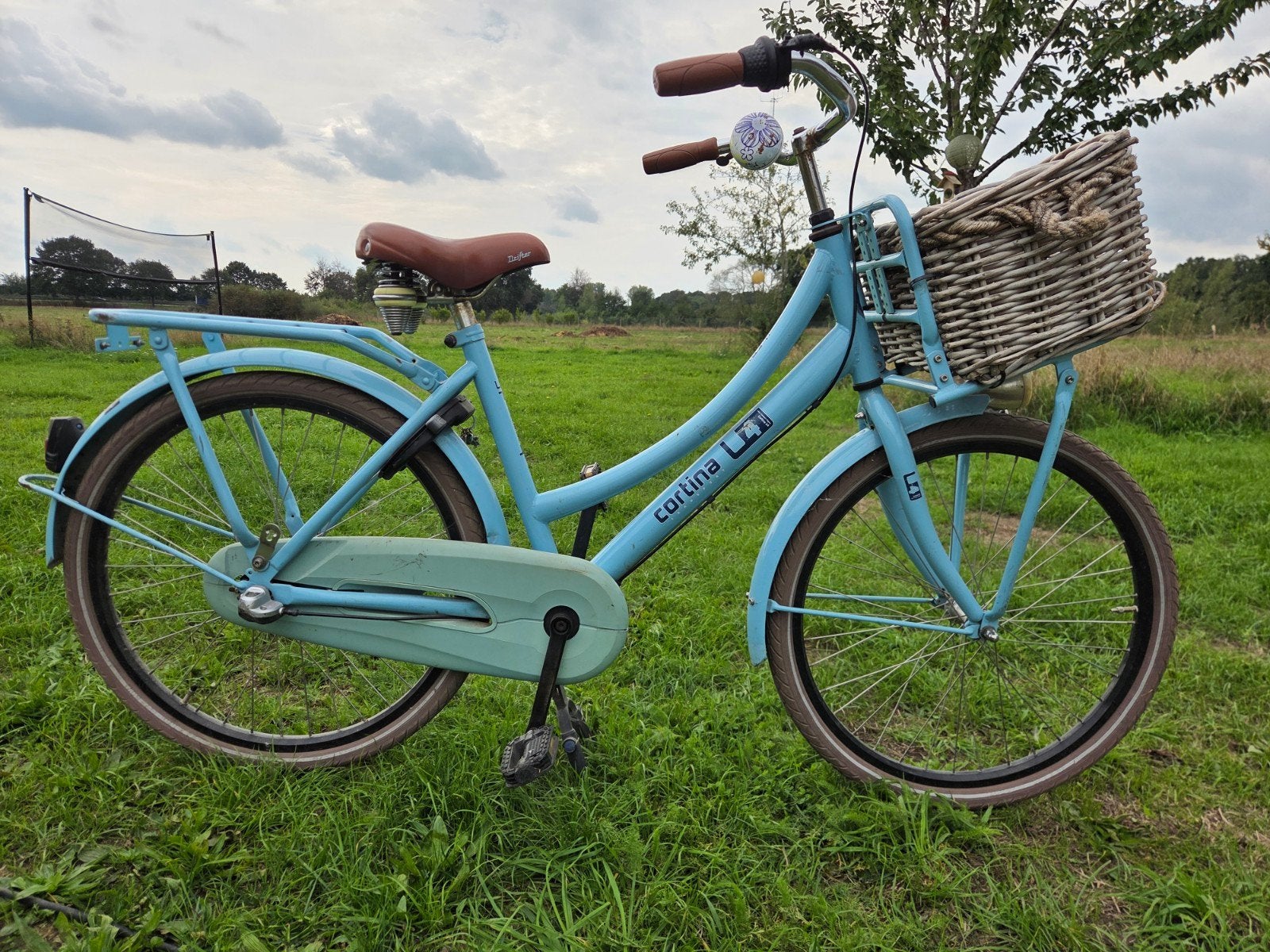 Cortina fiets met mand - Lichtblauw, (Extra) lage instap, Trommelrem, Ophalen, Overige merken