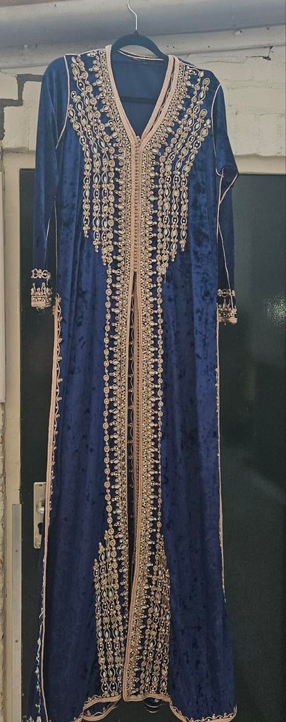 Takchita donker blauw mombra stof, Ophalen of Verzenden, Zo goed als nieuw, Blauw, Overige typen