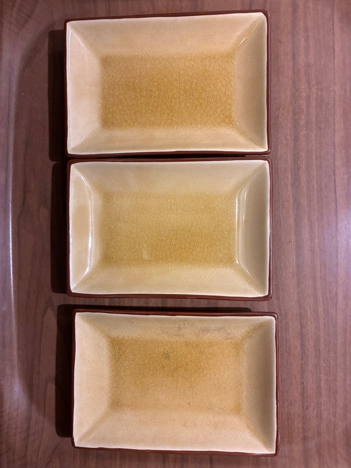 Set van 3 Aziatische schaaltjes - Geel/Bruin, Ophalen, Aziatisch, Keramiek, Schaal of Schalen