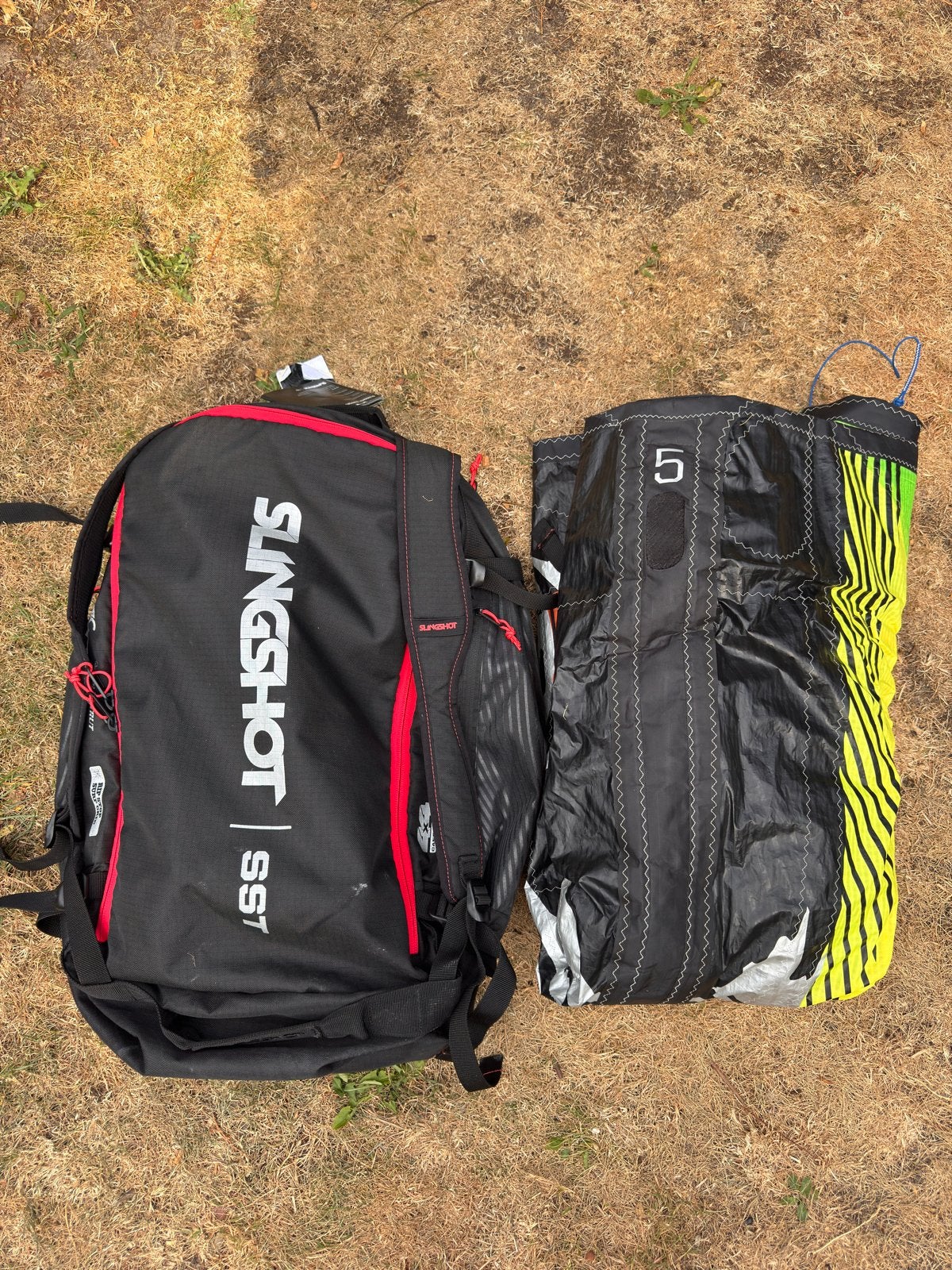 Slingshot SST 2019 5m2 Kite + bar- Zo goed als nieuw, Ophalen, Geen board, Zo goed als nieuw, Kite