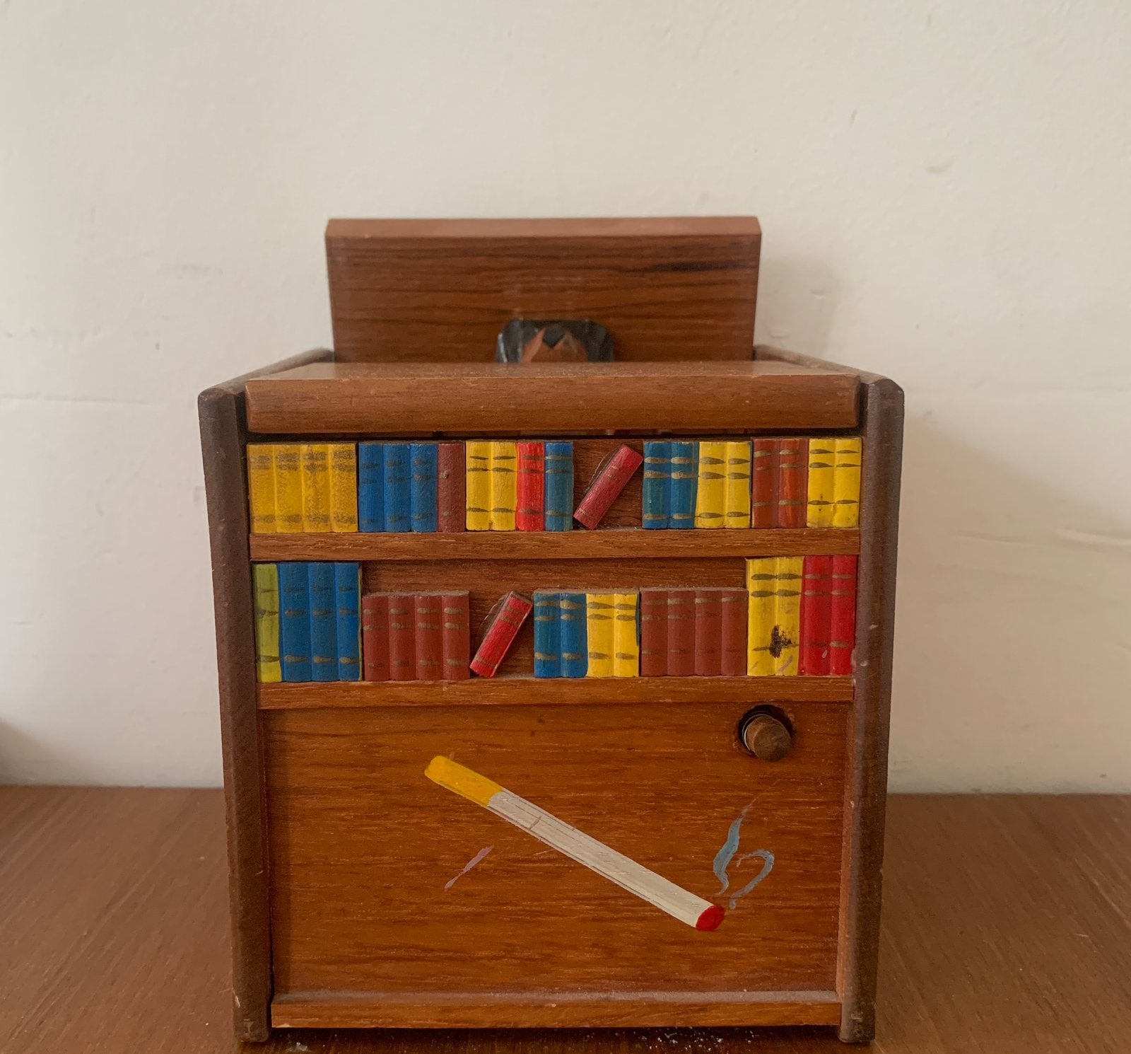 Uniek houten sigarettendoosje met muziek jaren 50, Antiek en Kunst, Curiosa en Brocante, Ophalen of Verzenden