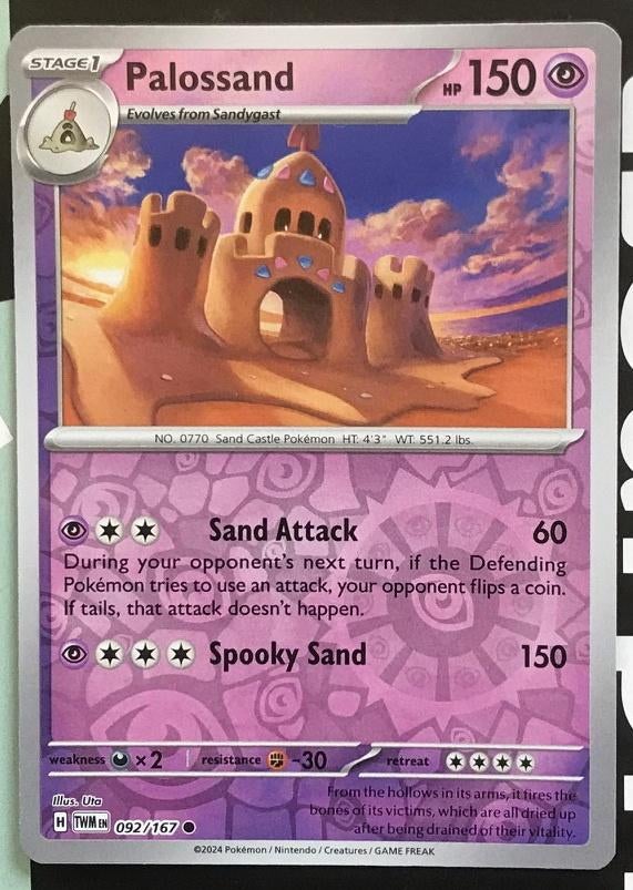Pokemon - Palossand (TWM 092) - Reverse holo.., Ophalen of Verzenden, Nieuw, Losse kaart, Foil