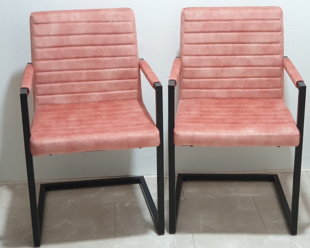 Eetkamerstoel Lofty - PINK velvet stof (2 stoelen), Ophalen, Twee, Overige kleuren, Zo goed als nieuw