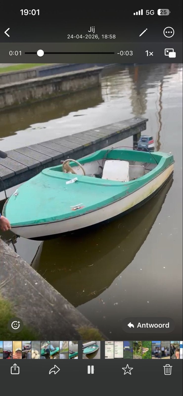 Leuke boot met buitenboordmotor, Watersport en Boten, Motorboten en Motorjachten, Ophalen, Gebruikt, Buitenboordmotor, Polyester