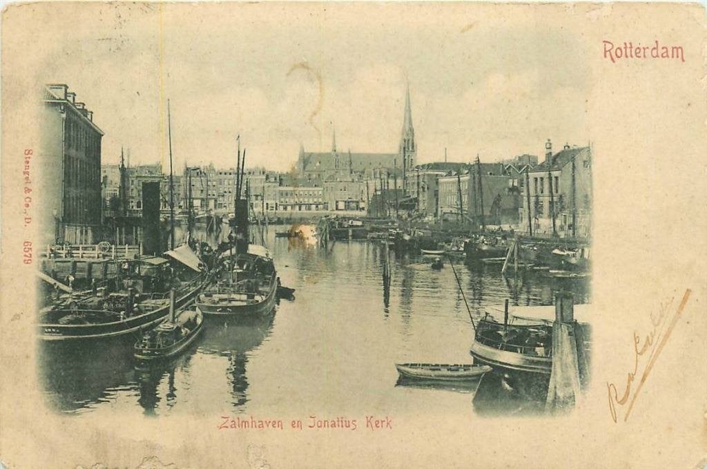 388-214-041 Rotterdam Zalmhaven en Jonatius Kerk, Verzenden, Voor 1920, Zuid-Holland