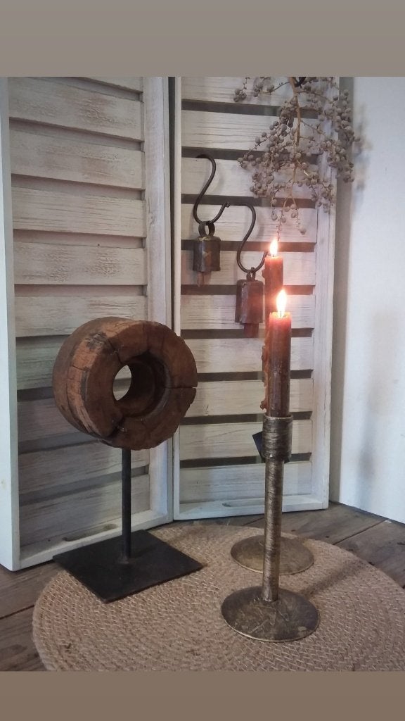 Ornament Katrol oud hout sober landelijk interieur, Hout, Ophalen of Verzenden, Bruin, Landelijk