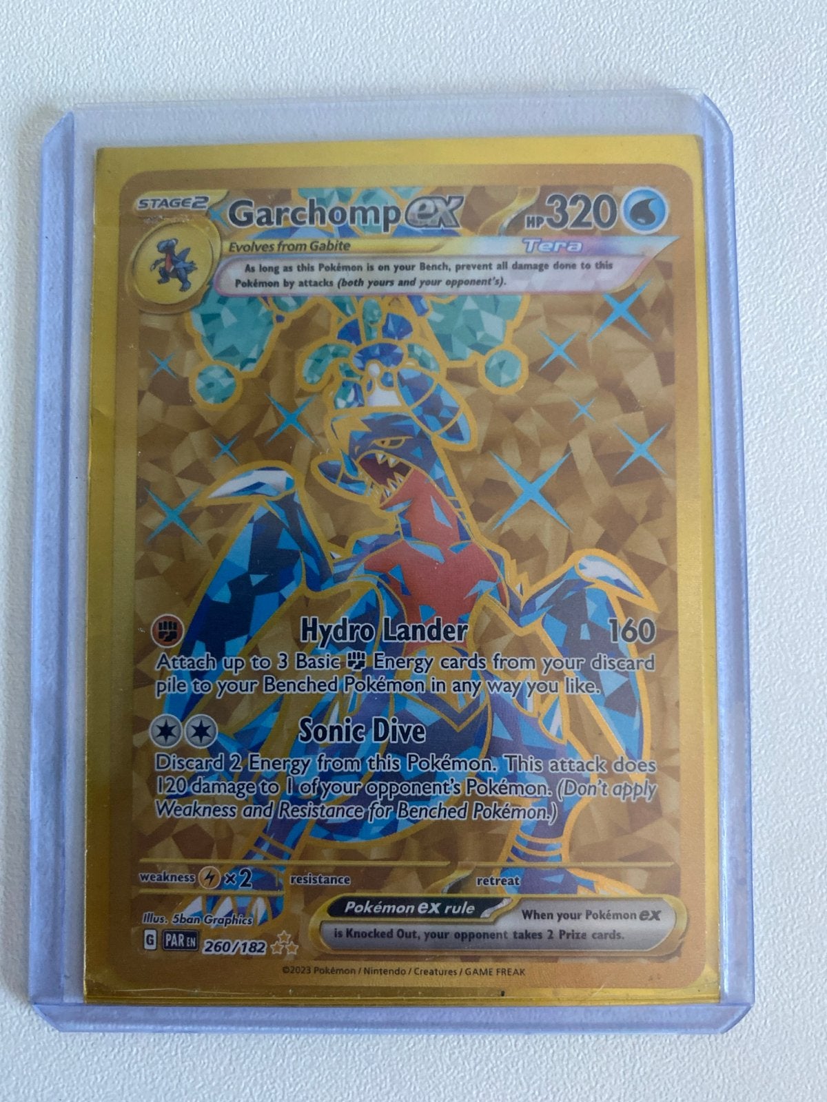 Garchomp ex Tera Gold Secret Rare 260/182 Pokémon kaart, Verzenden, Zo goed als nieuw, Losse kaart, Foil