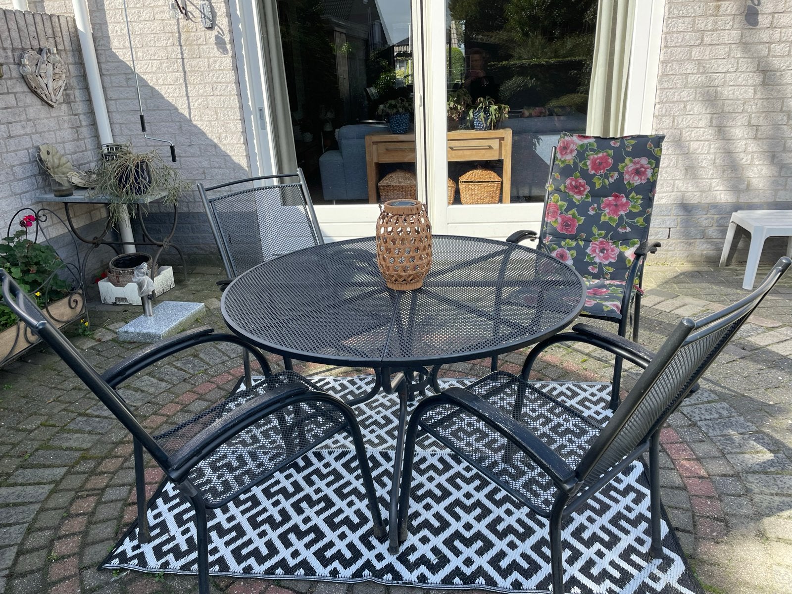 Kettler tuinset met ronde tafel (120 cm) en 4 stoelen, Tuin en Terras, Ophalen, 4 zitplaatsen, Gebruikt, Eettafel
