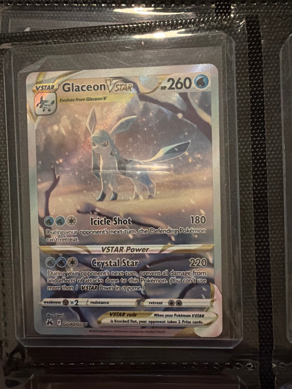 Glaceon VSTAR Pokémon Kaart GG40/GG70, Ophalen of Verzenden, Zo goed als nieuw, Losse kaart, Foil