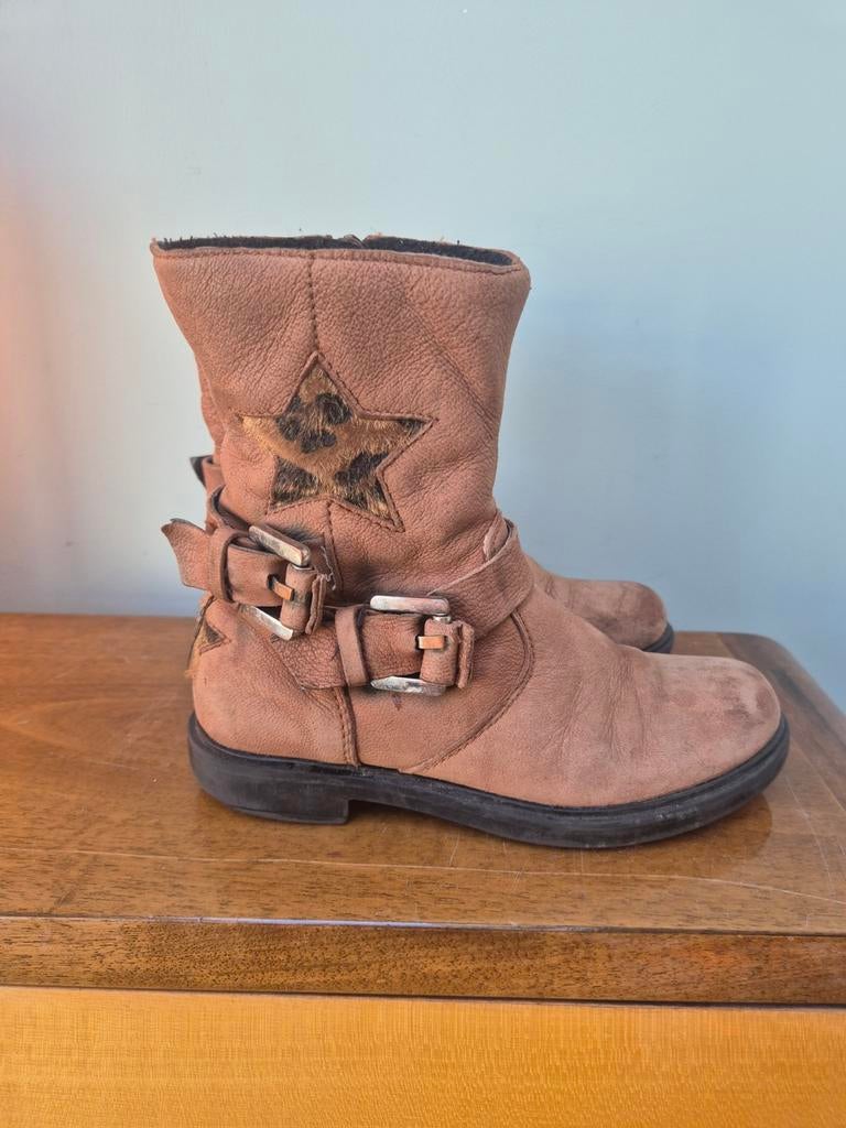 Stoere leren Woeffies enkellaarzen enkellaarsjes maat 30, Gebruikt, Meisje, Schoenen, Ophalen of Verzenden
