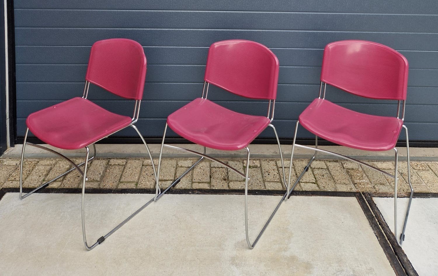 12 x Novaiso kantine stoelen terrasstoelen zaal kantoor cafe, Kunststof, Blauw, Ophalen of Verzenden, Zo goed als nieuw