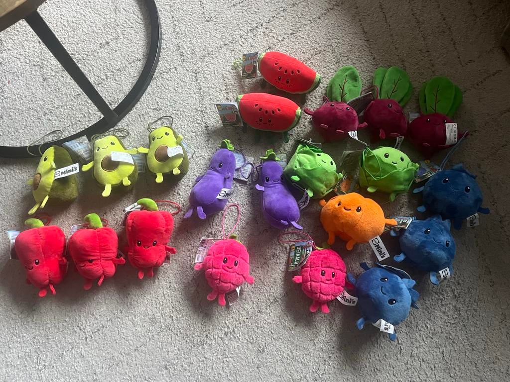 Lidl Mini's knuffels - Diverse groenten en fruit, Lidl, Overige karakters, Overige typen, Nieuw