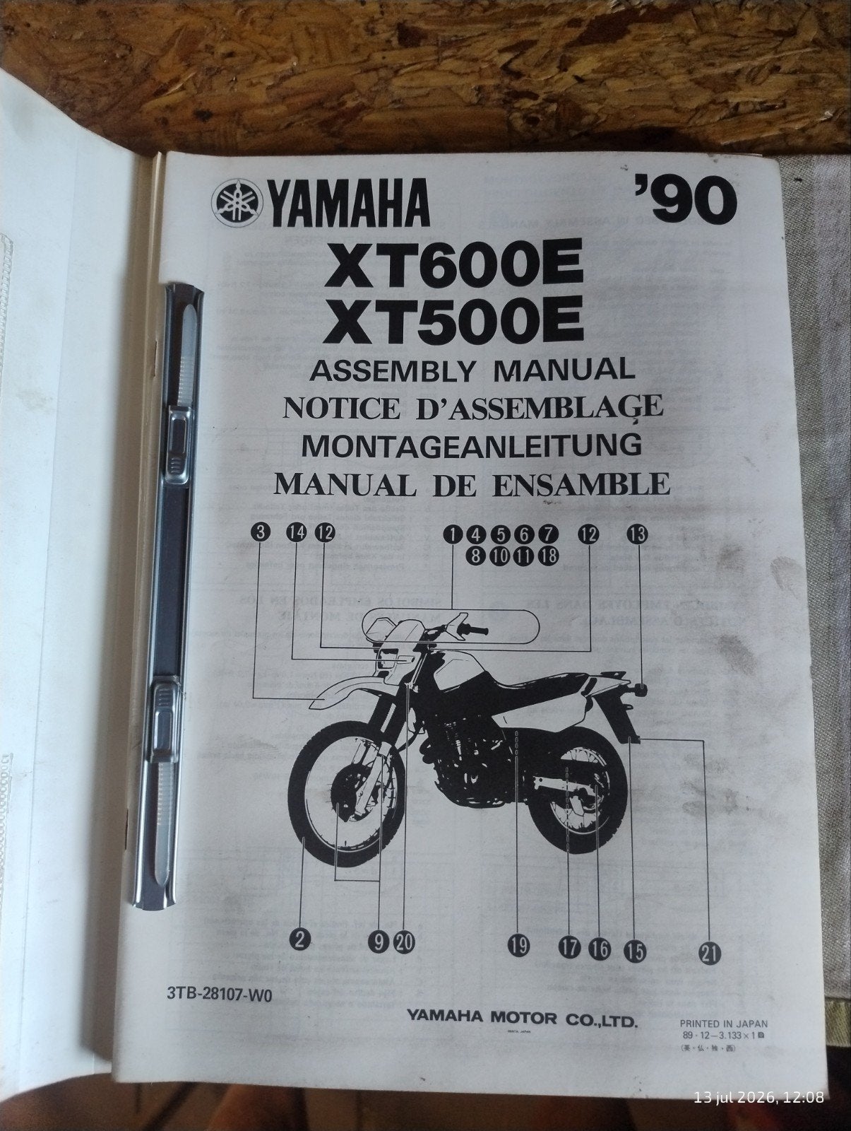 Yamaha XT500E XT600E Montage & Service Handleiding '90, Motoren, Verzenden, Yamaha