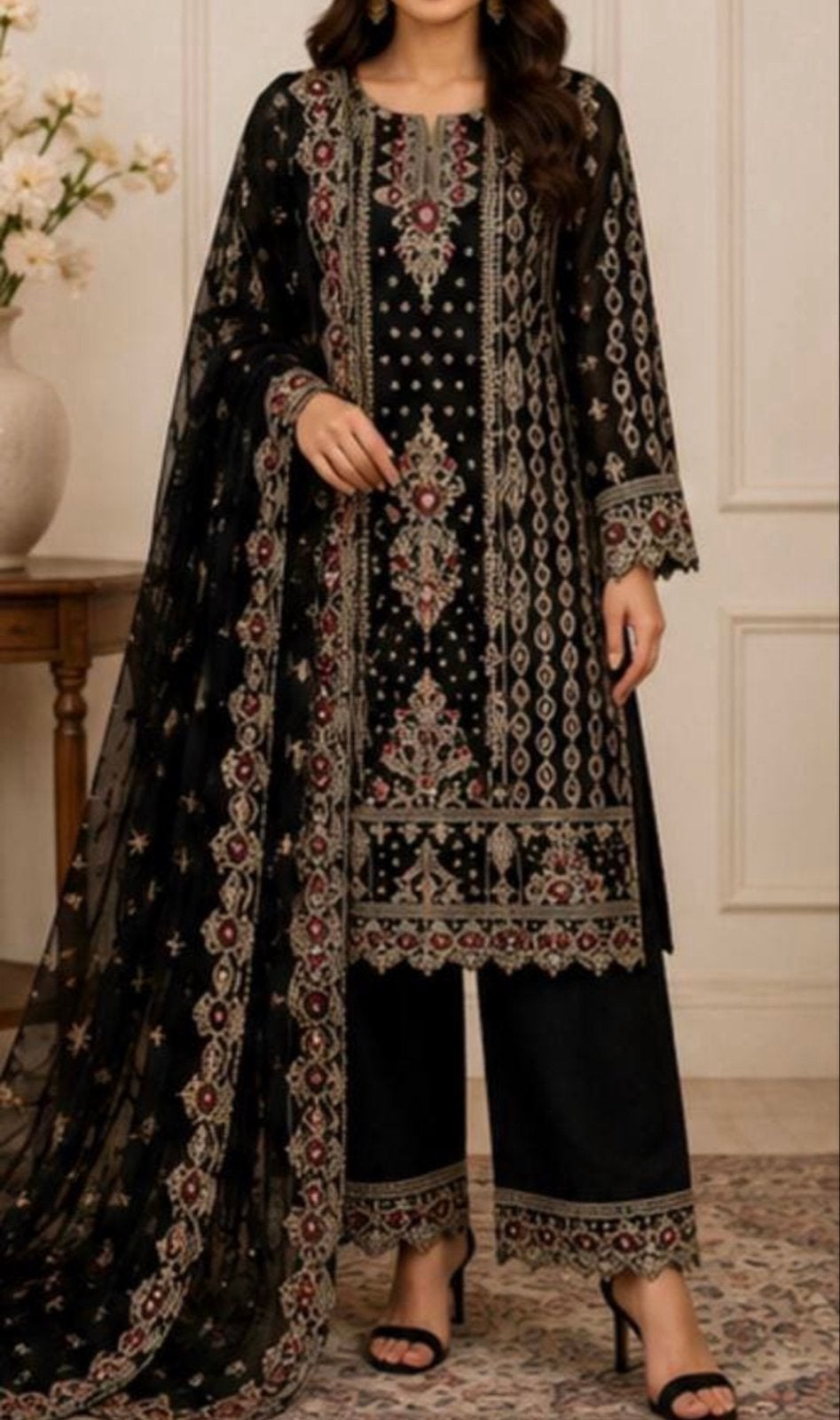 Zwarte Indiase kurta, Maat 38/40 (M), Zwart, Ophalen of Verzenden, Zo goed als nieuw