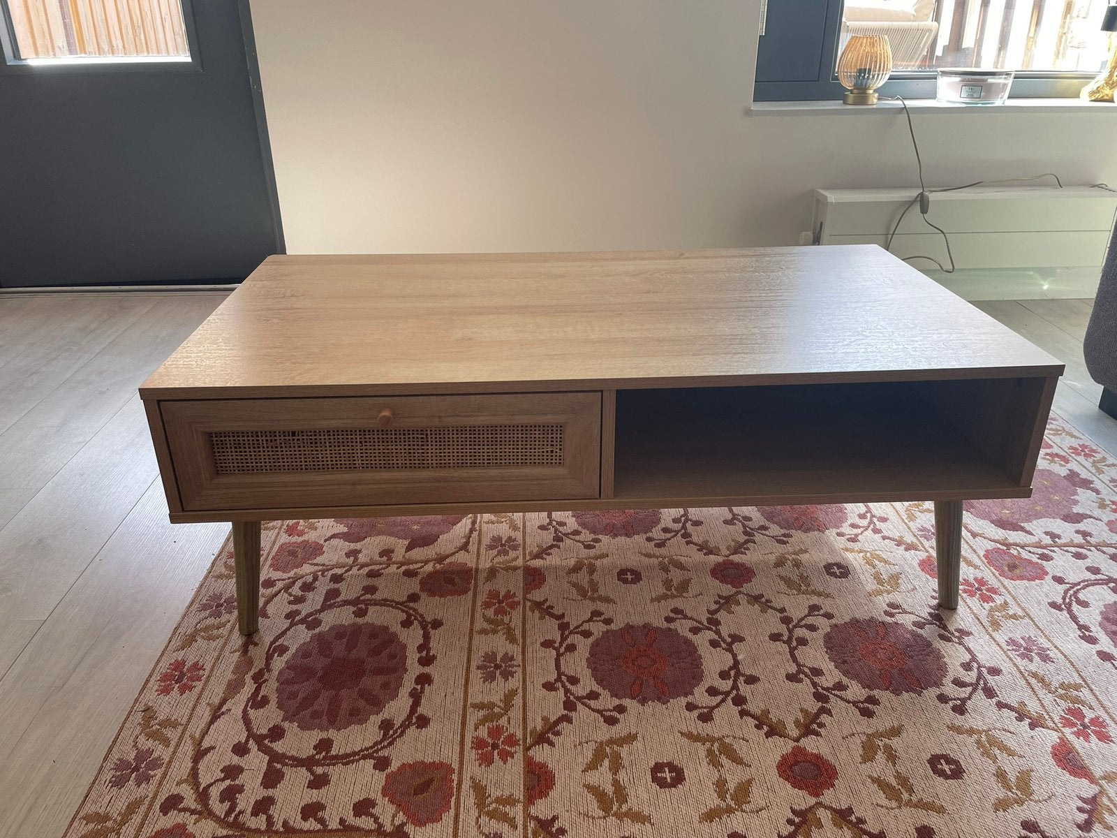 Salontafel rechthoekig met lade - Scandinavische stijl, Ophalen, 100 tot 150 cm, 50 tot 100 cm, Rechthoekig