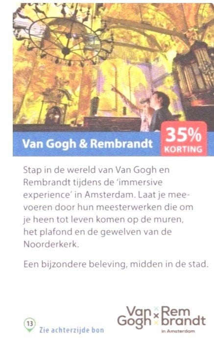 Van Gogh & Rembrandt 35% kortingsbon, Drie personen of meer, Kortingskaart