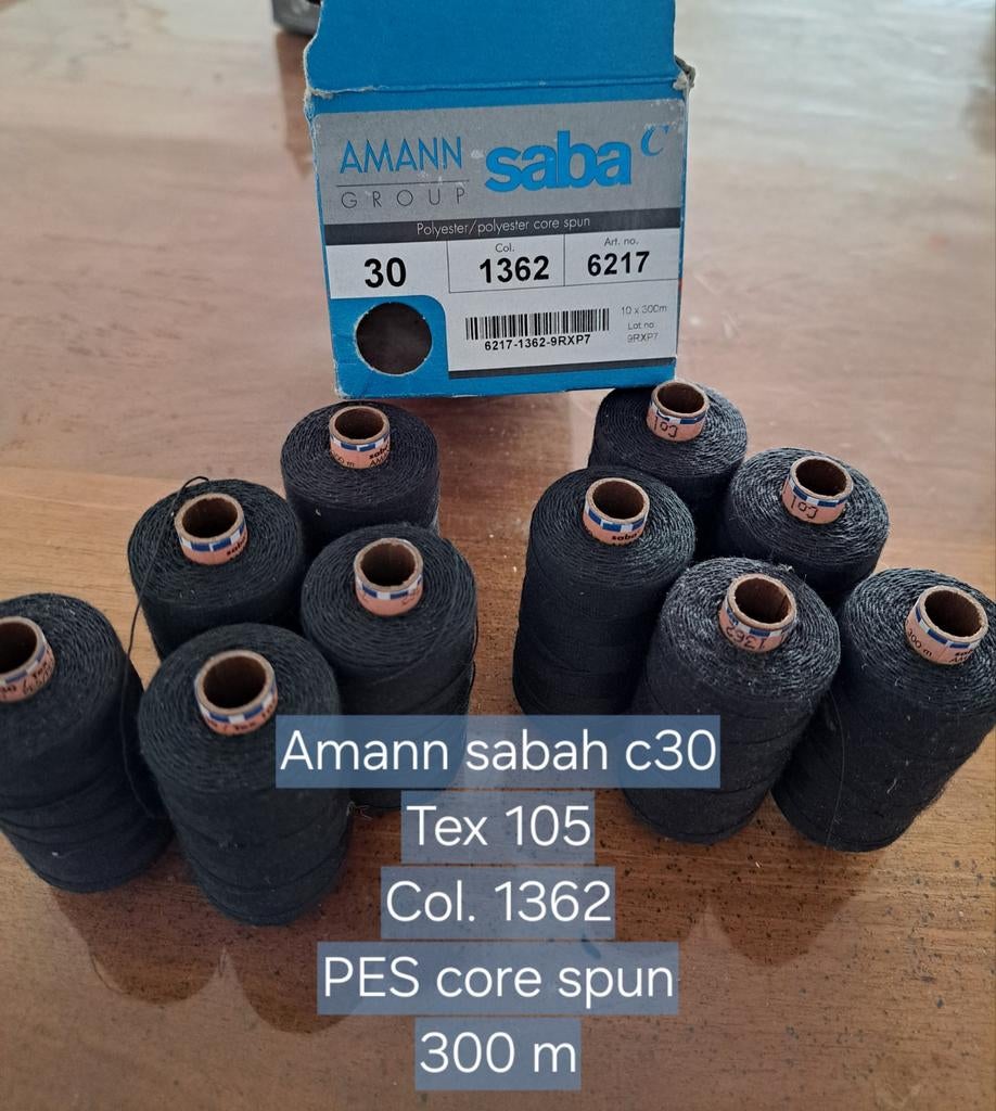 10 stuks Amann Sabah Naaigaren - Zwart, PES Core Spun, Hobby en Vrije tijd, Naaien en Fournituren, Ophalen of Verzenden, Nieuw