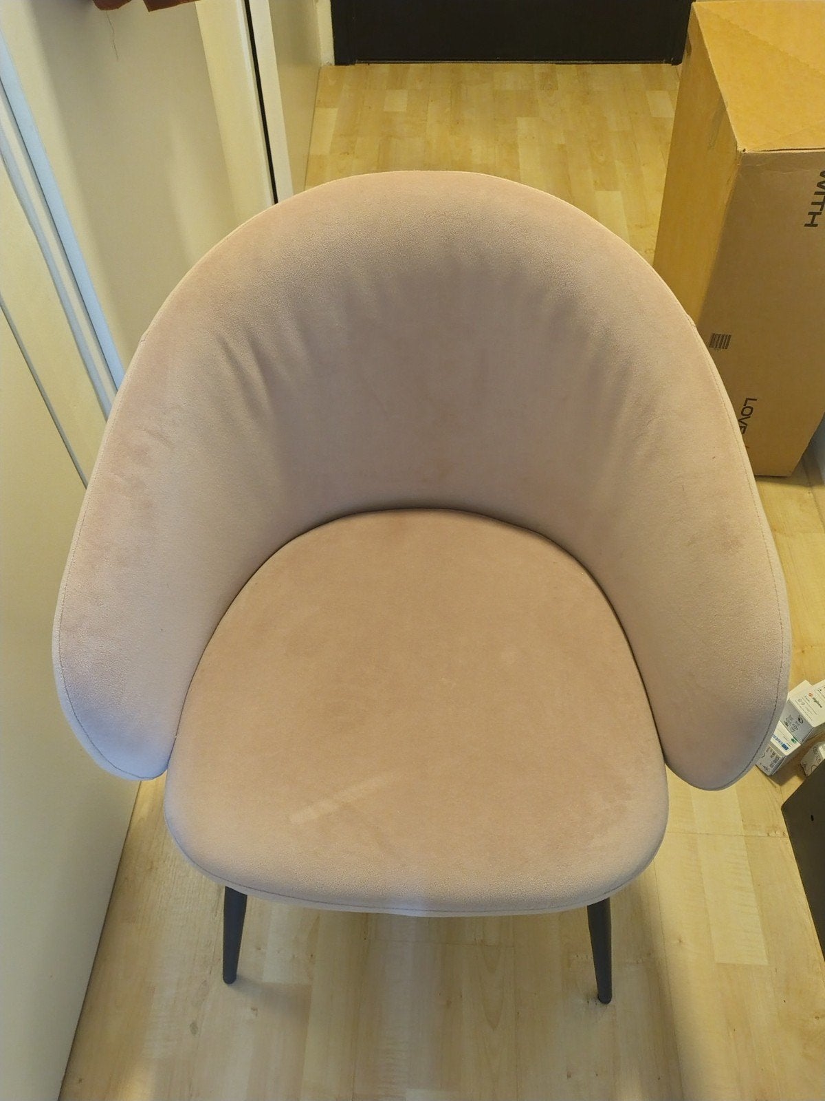 Velvet Kuipstoel - Oudroze met Zwarte Poten, Ophalen, Overige kleuren, Modern, Luxe, Velvet, Zo goed als nieuw