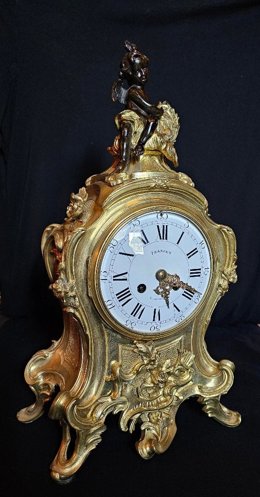 franse pendule bronzen uitvoering goud verguld, Ophalen
