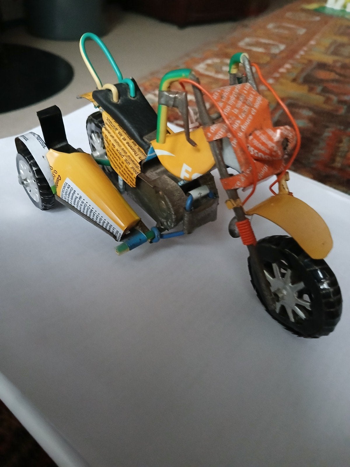 Blikken motor met zijspan, Verzamelen, Ophalen of Verzenden, Gebruikt