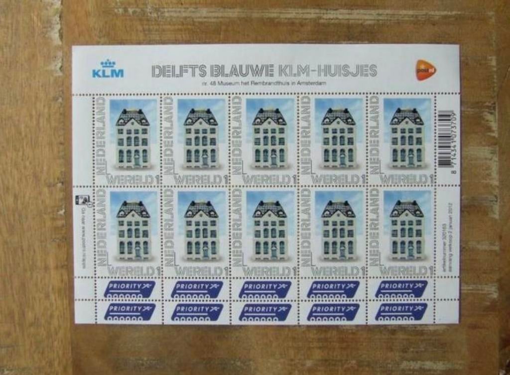 2012 Vel Delftsblauwe KLM Huisjes Int NVPH V2899 Postfris., Postzegels en Munten, Postzegels | Nederland, Ophalen of Verzenden