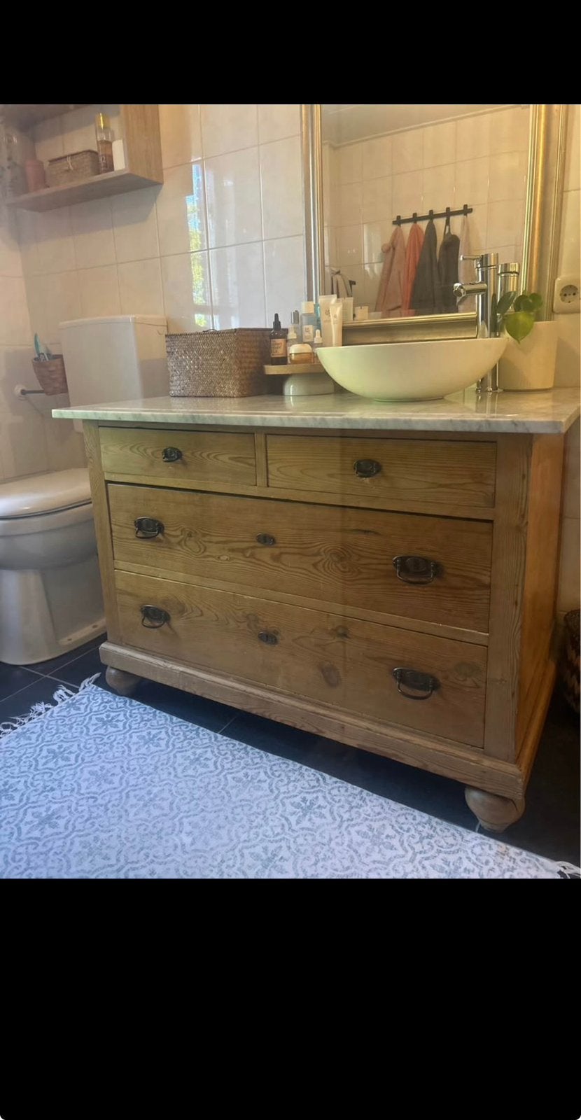 Complete badkamermeubel marmeren blad waskom kraan, Huis en Inrichting, Badkamer | Badkamermeubels, Ophalen, 100 tot 150 cm, Zo goed als nieuw
