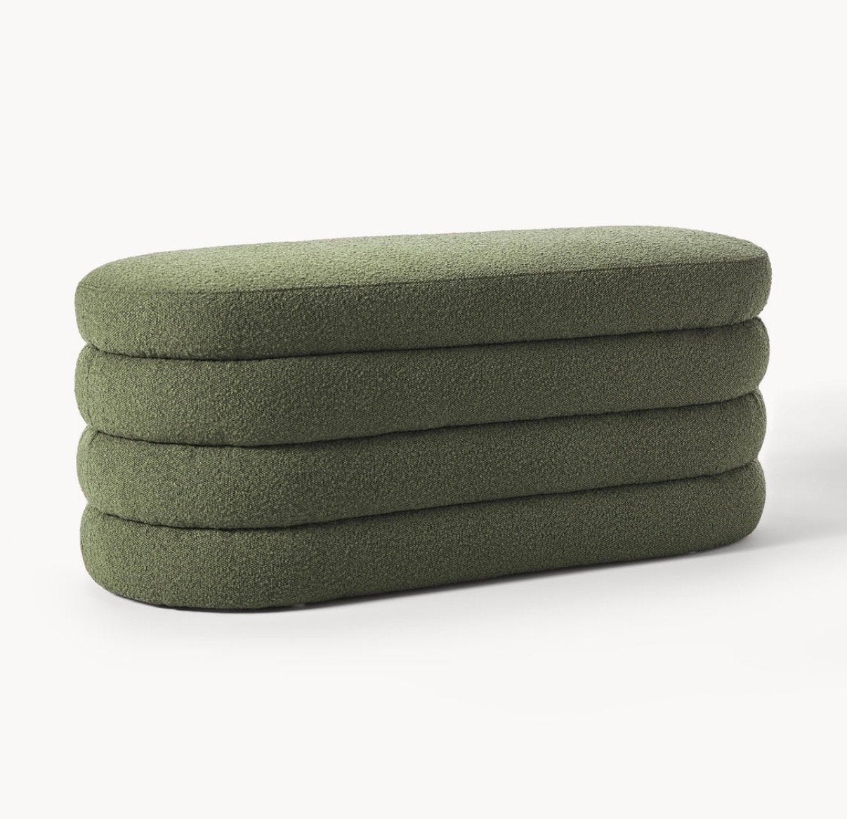 Westwing Alto boucle donkergroen poef, Ophalen, Minder dan 50 cm, Zo goed als nieuw, 100 tot 125 cm