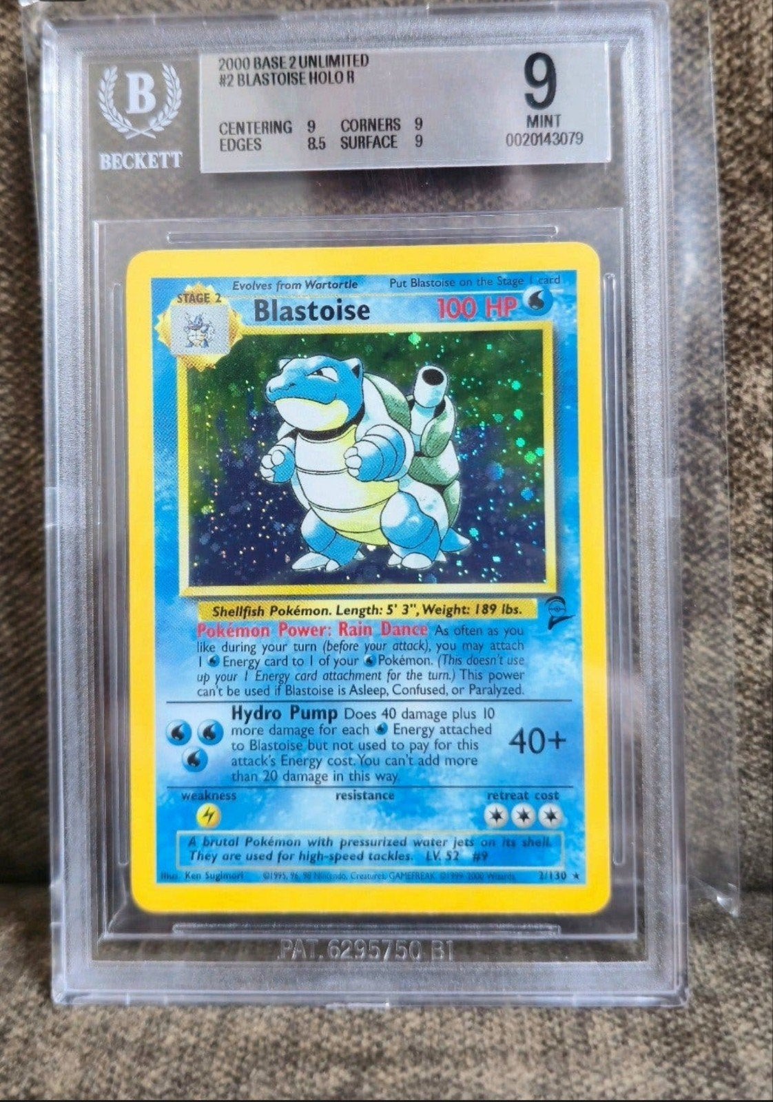 Pokémon Blastoise Base Set 2 BGS 9 Mint, Ophalen of Verzenden, Zo goed als nieuw, Losse kaart