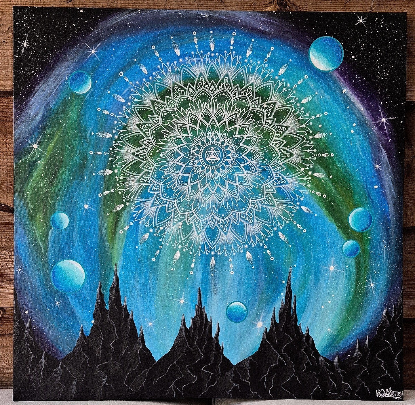 Mandala Canvas Aurora - Acrylverf op doek, Verzenden
