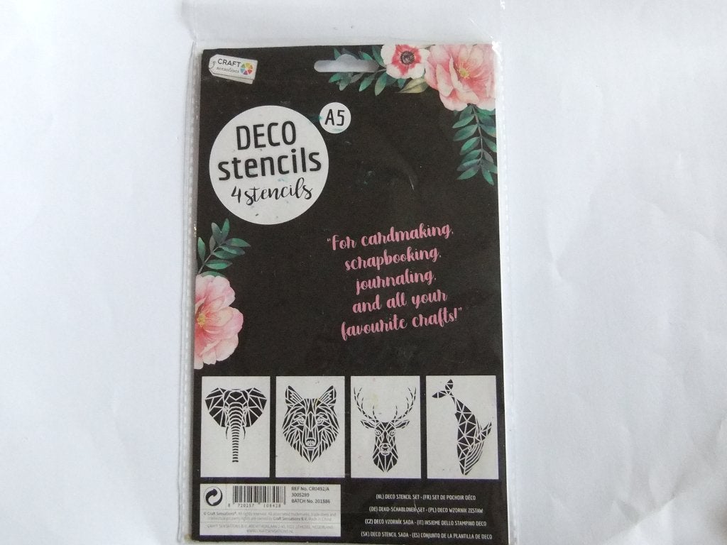Craft Sensations Deco Stencils A5 - 4 stuks (o,j.), Verzenden, Gebruikt, Overige typen
