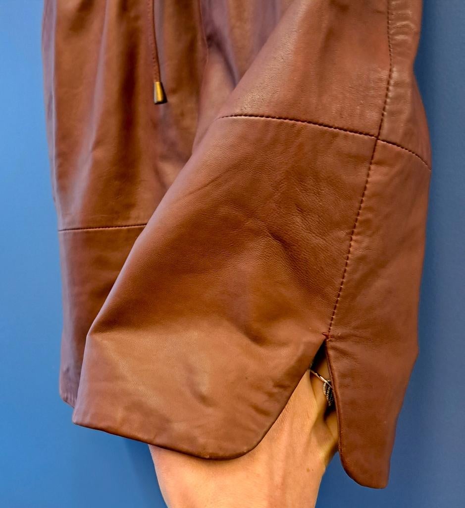 By Bar echt leer rood bruine rok rekbare tailleband XS 45178, By bar, Bruin, ., Ophalen of Verzenden
