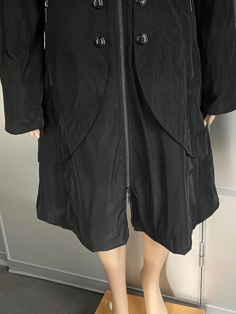J579 Maat 36=S lange design jas winterjas parka trenchcoat, Kleding | Dames, Zwart, Ophalen of Verzenden, Zo goed als nieuw, Maat 36 (S)