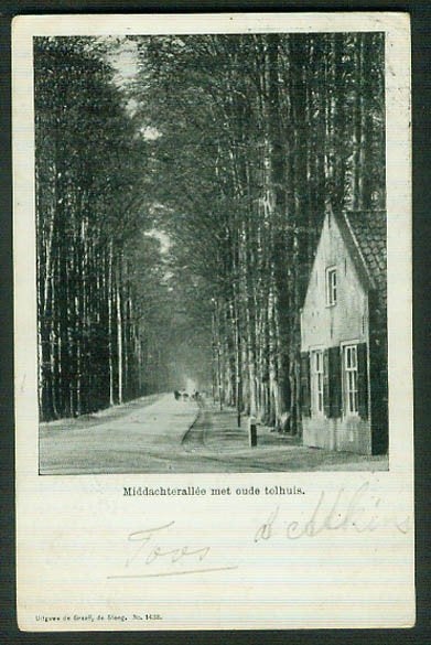 De Steeg, Middachterallee met oude tolhuis. 1904., Verzamelen, Ansichtkaarten | Nederland, Ophalen of Verzenden, Voor 1920, Gelopen