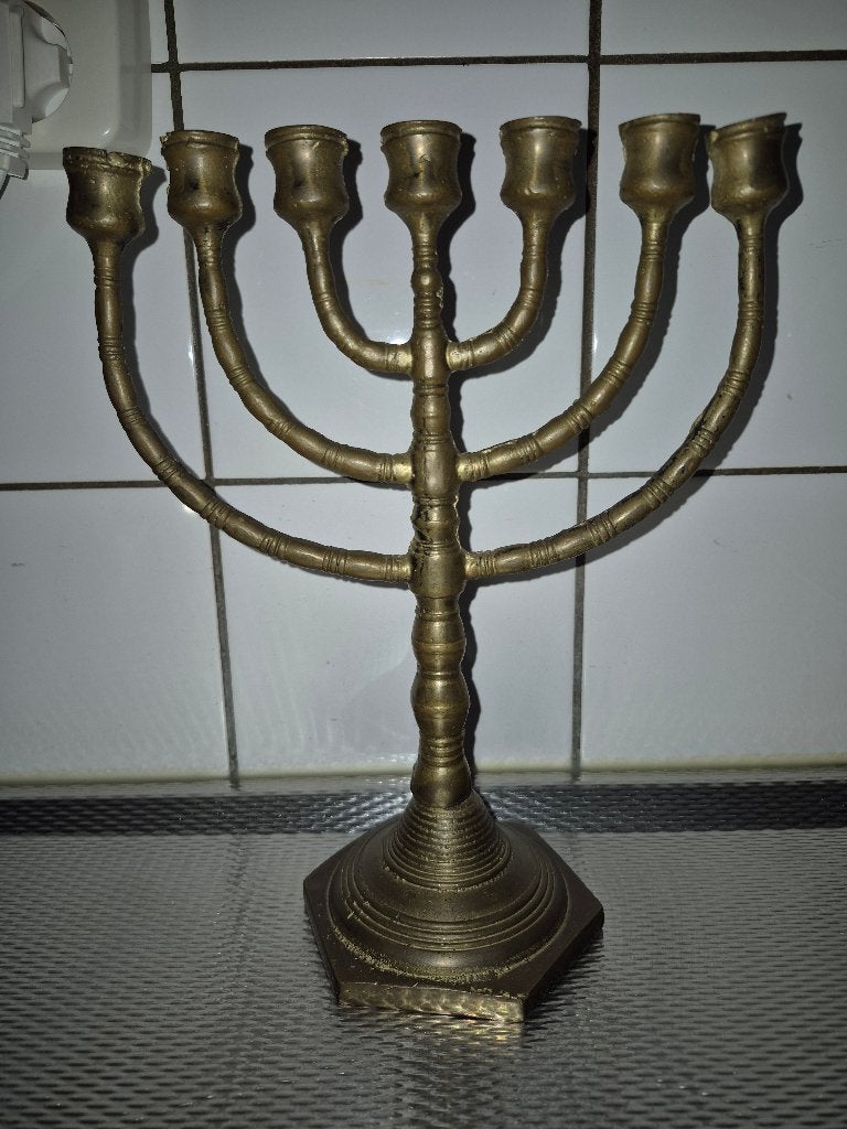 Koperen Menora Kandelaar, Ophalen of Verzenden, Koper of Brons
