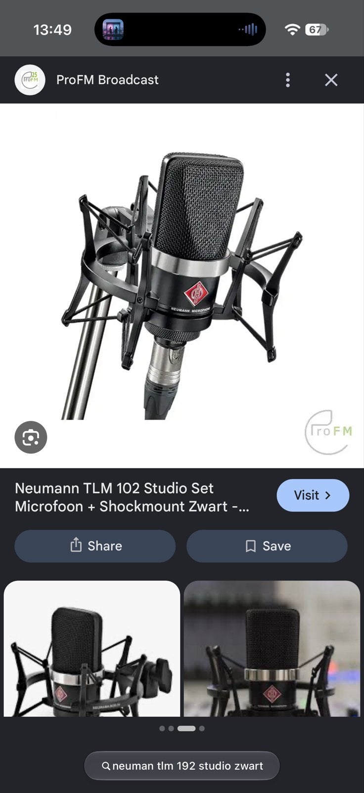 Neumann TLM 102 Studio Set Microfoon + Shockmount Zilver, Muziek en Instrumenten, Ophalen, Zo goed als nieuw, Studiomicrofoon