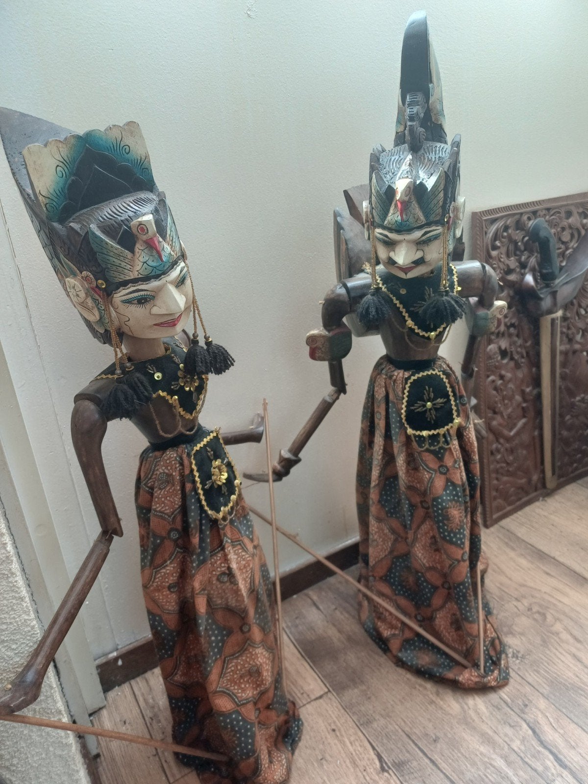 Wayang poppen., Ophalen, Zo goed als nieuw, Hout, 70 cm